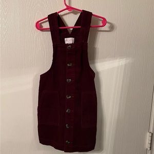 Girls Burgundy Overall Dress